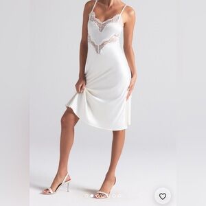 Skims Woven Shine lace Midi Slip Dress